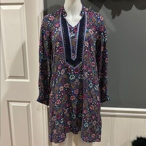 Matilda Jane Blue Pink Long Sleeve V-Neck Dress